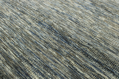 Blue 7'11" x 9'6" Modern Grass Design Hand knotted Wool Rug - Sku: w2148