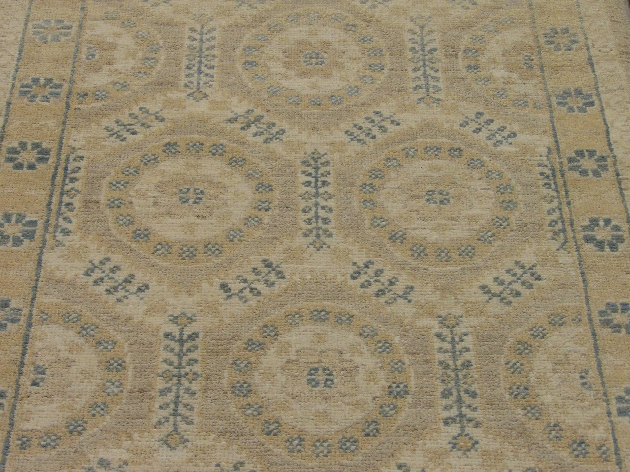Back of Oushak hand-knotted runner