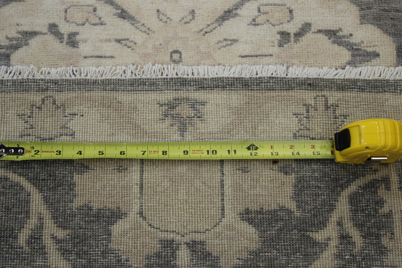 Back of Oushak Chobi hand-knotted rug