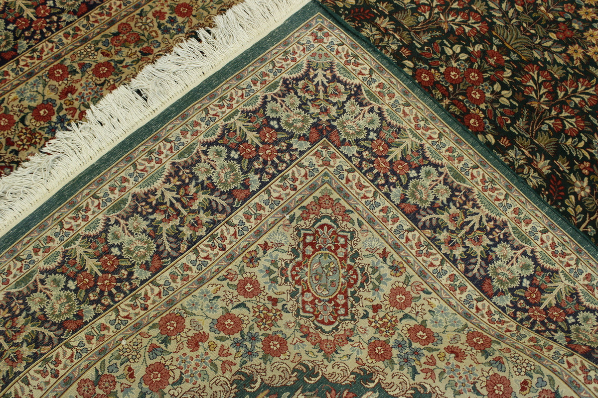 Blue & Green Traditional Kerman rug in room setting
