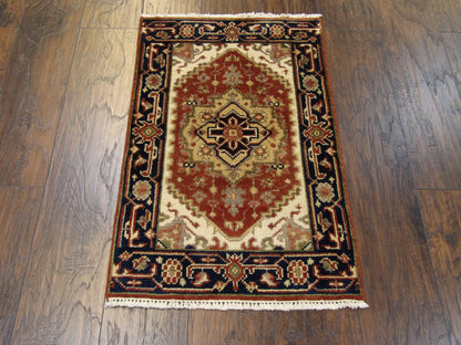 Tribal Heriz rug corner detail