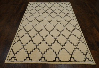 Close-up of wool pile, gray and ivory rug