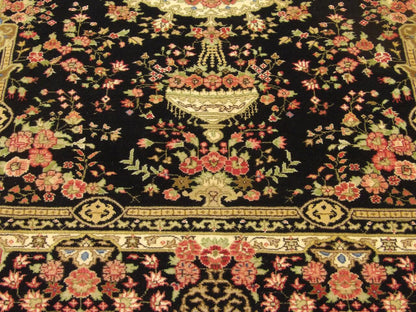 Fine Persian Qum rug border detail