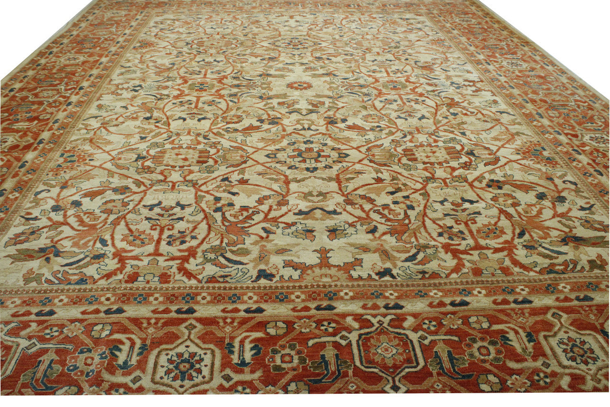 Beige Traditional Antique Chobi rug in room setting