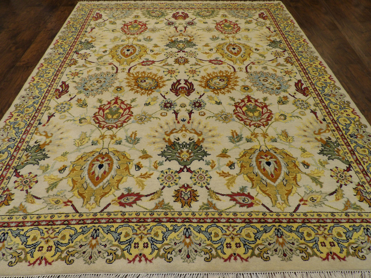 Back of hand-knotted Ziegler rug showing construction