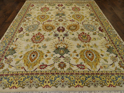 Back of hand-knotted Ziegler rug showing construction