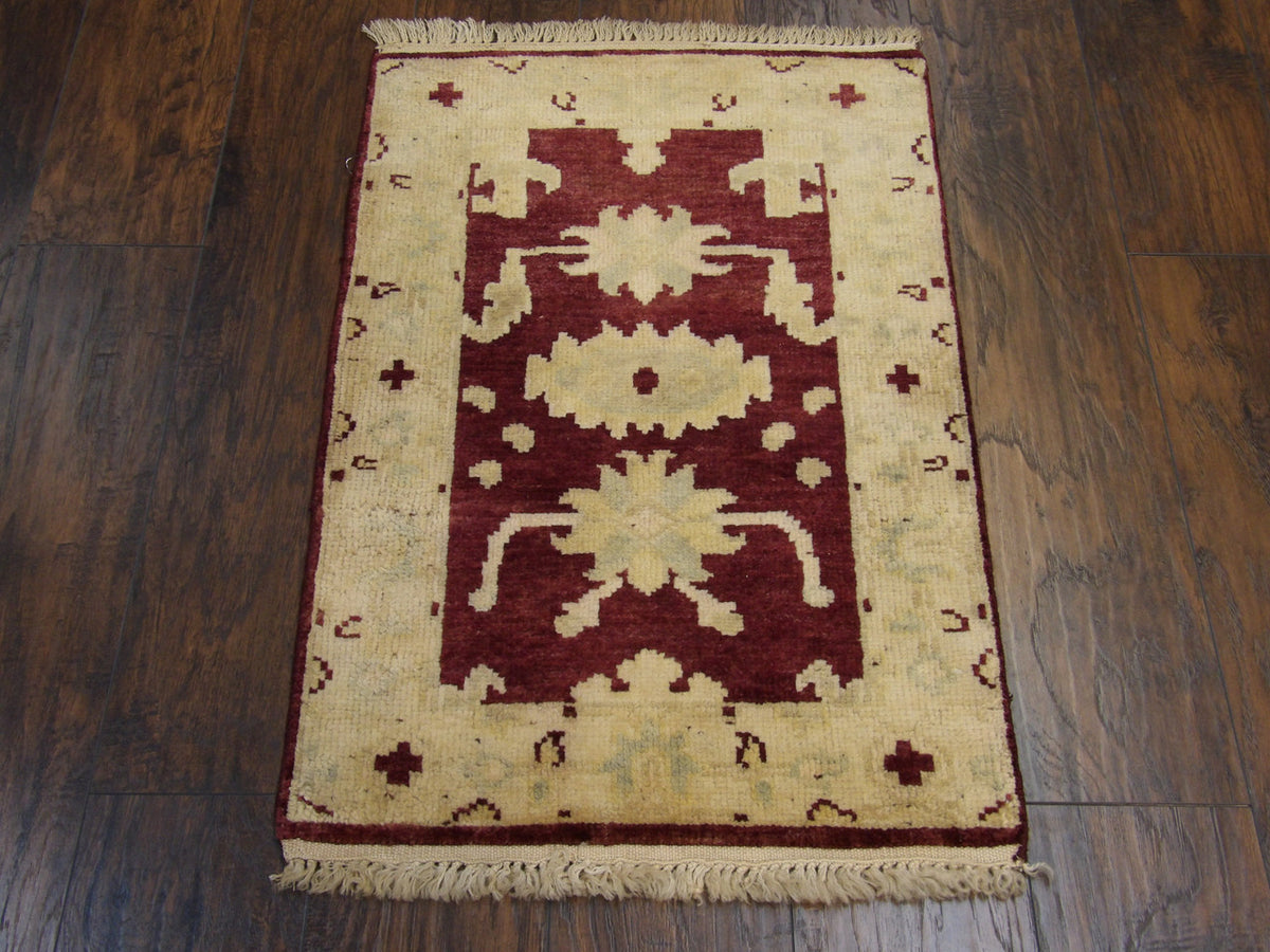 Close-up of wool pile, brown and beige rug