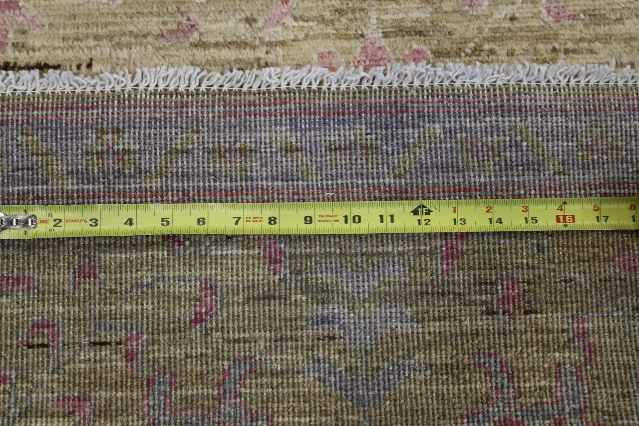 Back of Oushak Chobi hand-knotted rug