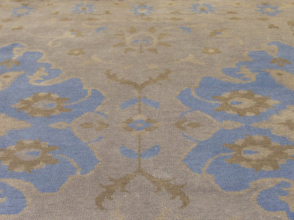 Back of Oushak hand-knotted rug