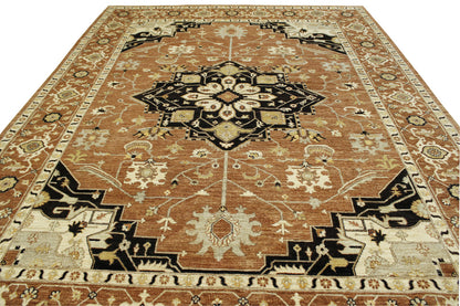 Brown & Pink Tribal Fine Sherapi rug in room setting