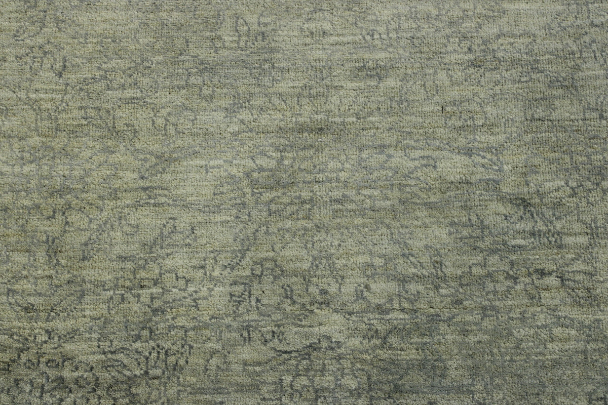 Gray & Blue Oushak Bamiyan Chobi rug in room setting