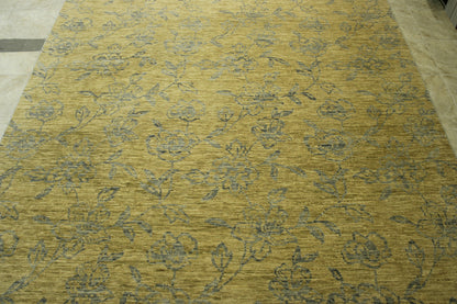 Close-up of wool pile, Blue & Gold rug