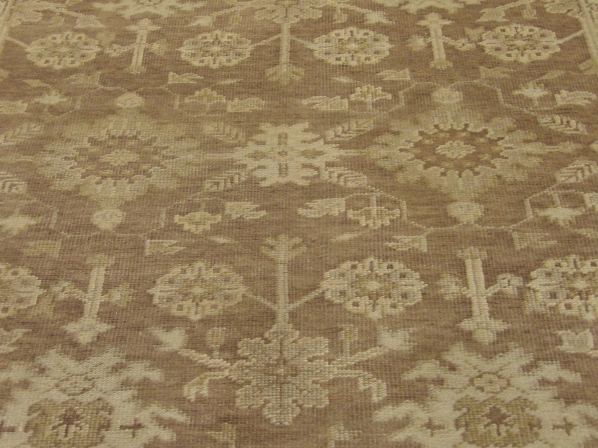 Back of Oushak hand-knotted rug