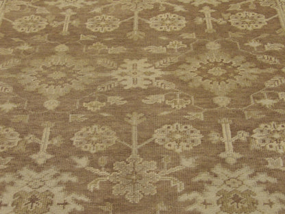 Back of Oushak hand-knotted rug