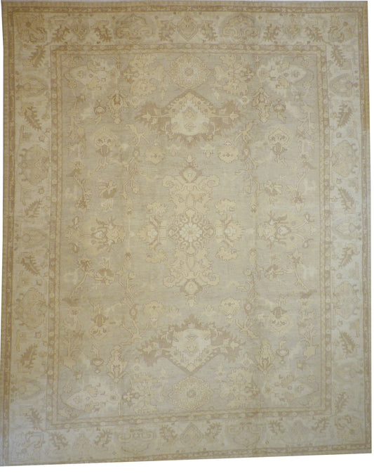 Oushak Whitewash Chobie Wool Hand Knotted Rug 11.6x14.5 -g-12