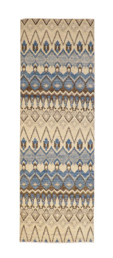 Oushak Ikat Chobie Wool Hand Knotted Rug 4.0x12.0 -g-7