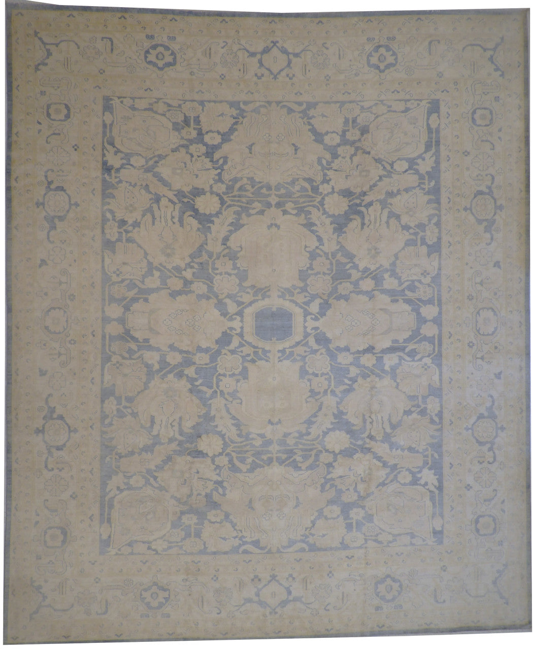 Oushak Whitewash Chobie Wool Hand Knotted Rug 12.0x14.6 -g-9