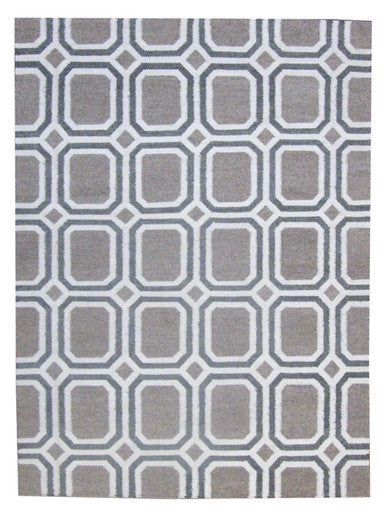 Coastal Flat-Weave Indoor/Outdoor Beach Hand knotted Wool Rug 5'5" x 7'3" - W11134