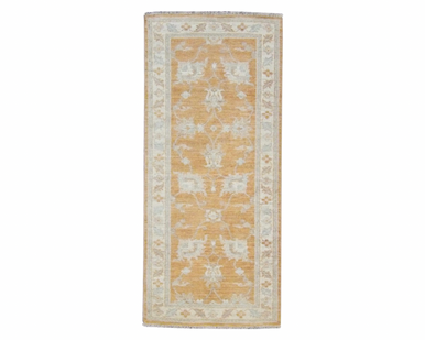 Silver Wash Oushak Chobie 2'6" x 6 Hand knotted Rug - w211
