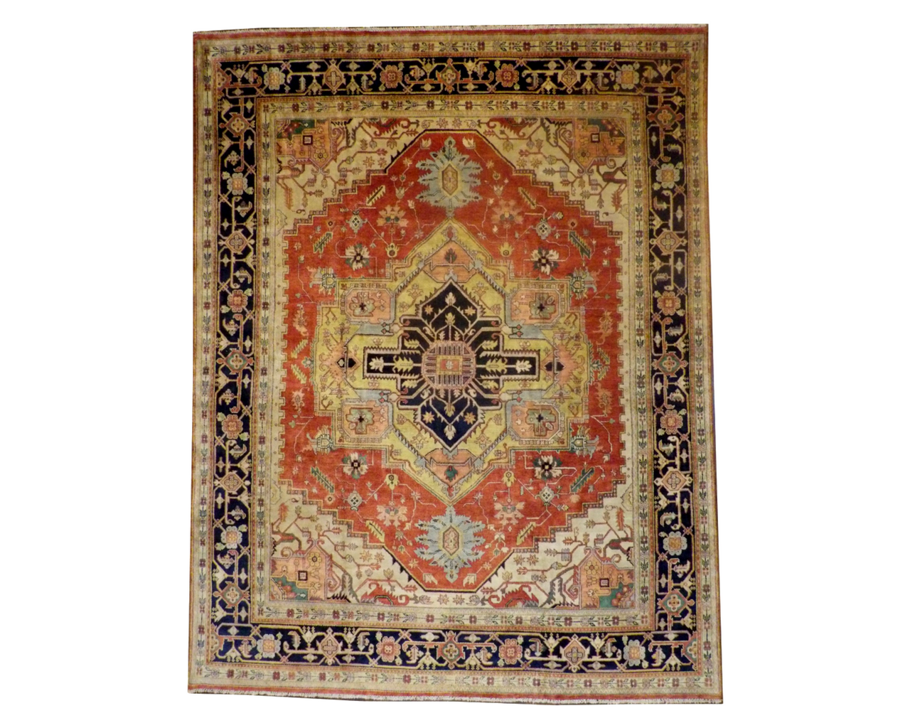 Blue 11'8" x 14'0" Tribal Heriz Antique Wash Hand knotted Wool Rug - Sku: w803