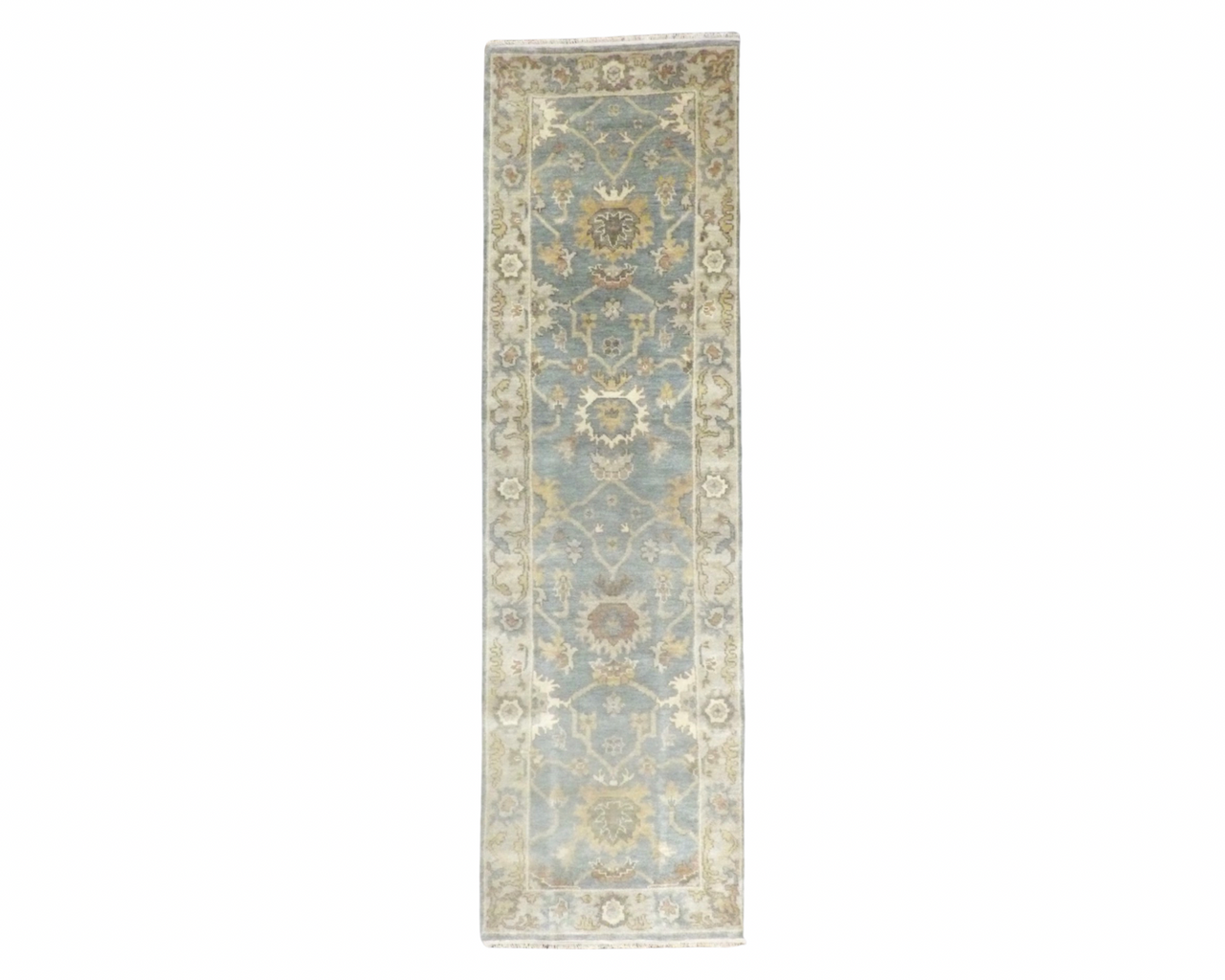 Blue 3'0" x 10'0" Turk Oushak Wash Hand knotted Wool Rug - Sku: w11285