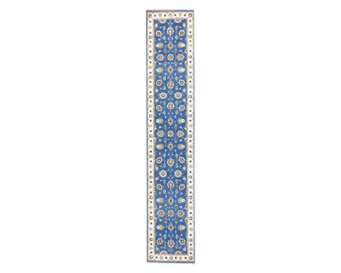 Blue 2'8" x 13'7" Agra Chobie Kashan Natural dye Hand knotted Wool Rug - Sku: W1158