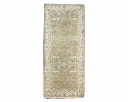 White Wash Turk Oushak 2'6" x 6'0" Hand knotted Rug - w236