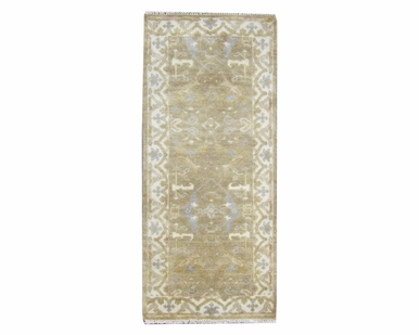 White Wash Turk Oushak 2'6" x 6'0" Hand knotted Rug - w236