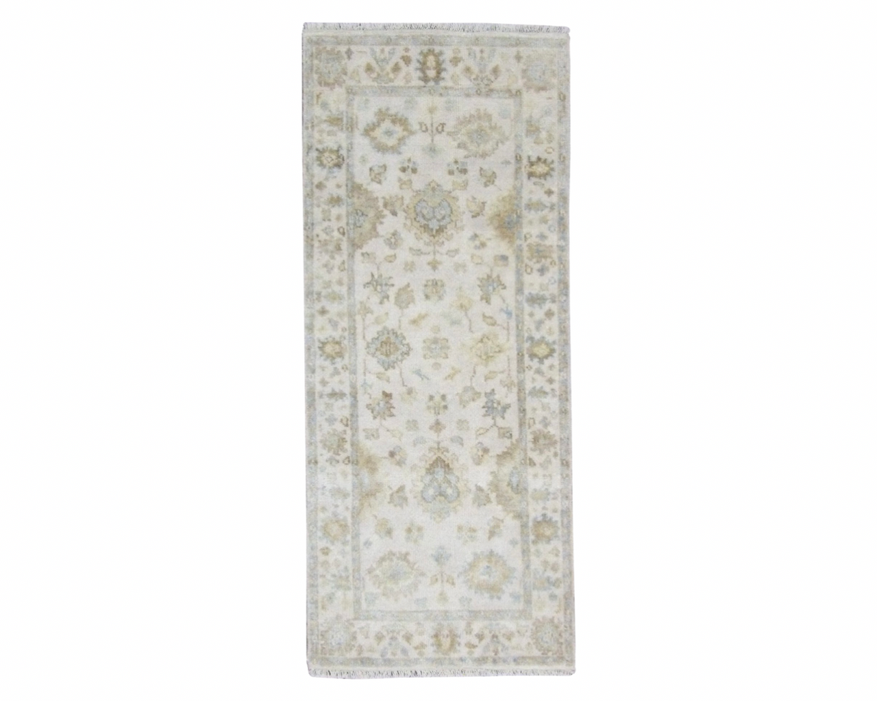White Wash Turk Oushak 2'6" x 6'0'' Hand knotted Rug - w204