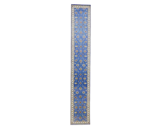 Agra Chobie Kashan Natural-dye  2'8" x 16'2"  Hand knotted Wool Rug -w1166