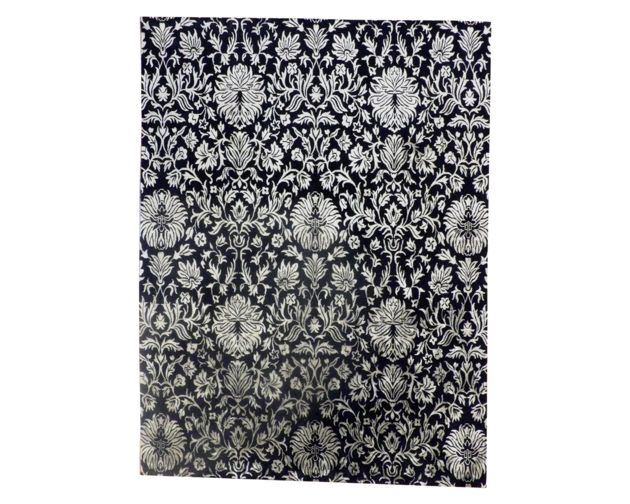 Black 9'0" x 12'0" Transitional Carved Floral Design Hand knotted Wool/Silk Rug - Sku: w769