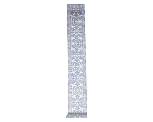 Oushak Silver Wash 3 x 30 Hand knotted Rug - w1197