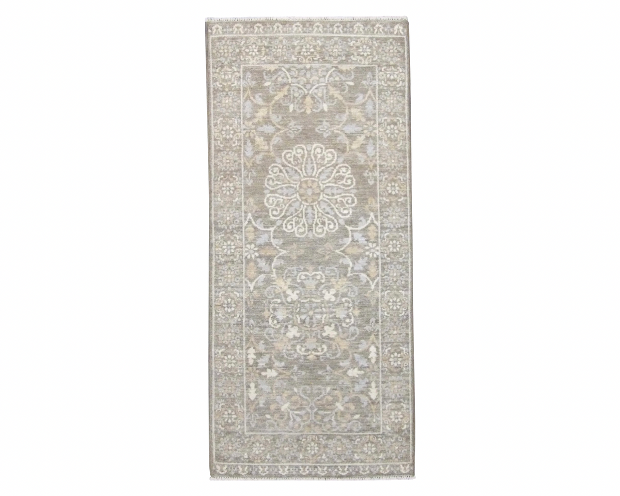 Brown 2'6" x 6'0" Persian Mamluk Hand knotted Wool Rug - Sku: w205