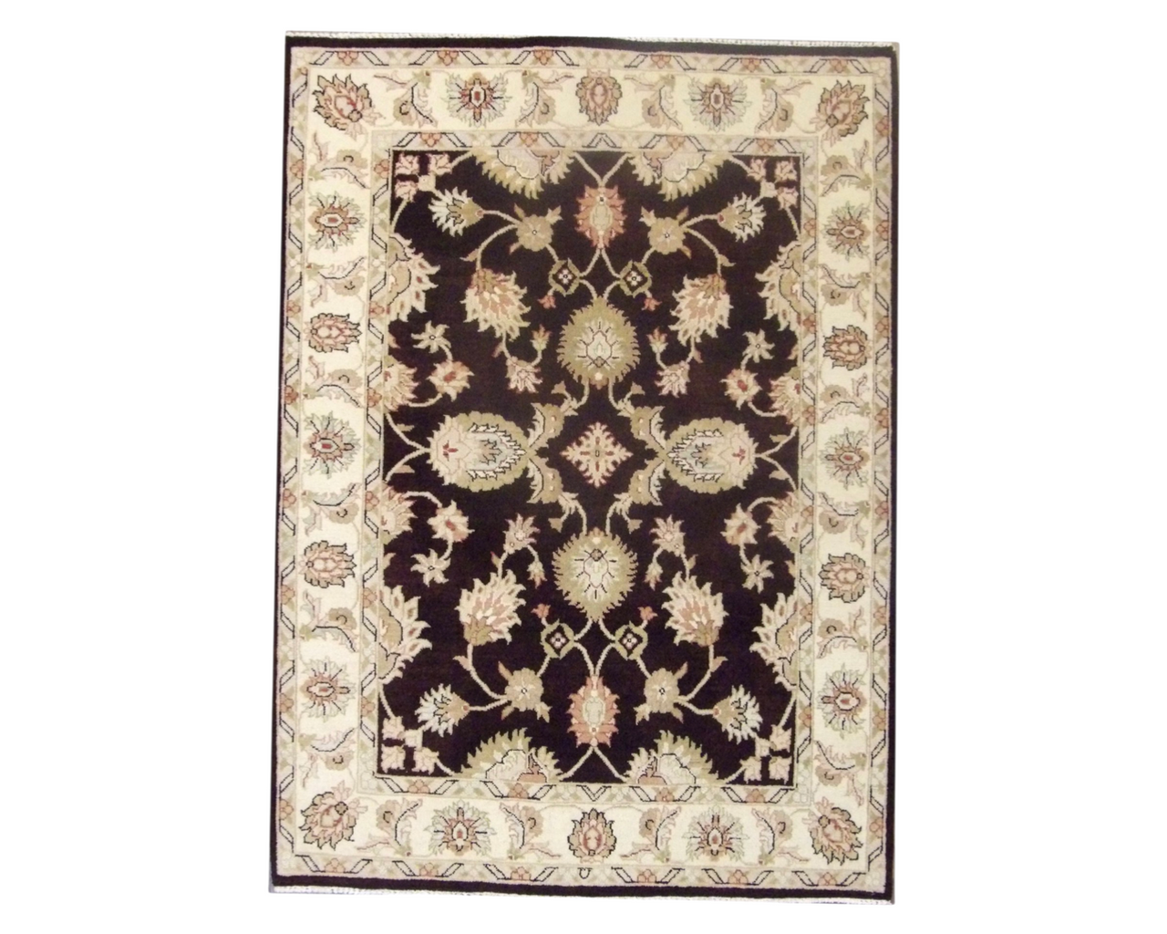 Brown 5'0" x 8'1" Agra Kashan Hand knotted Wool Rug - Sku: W784