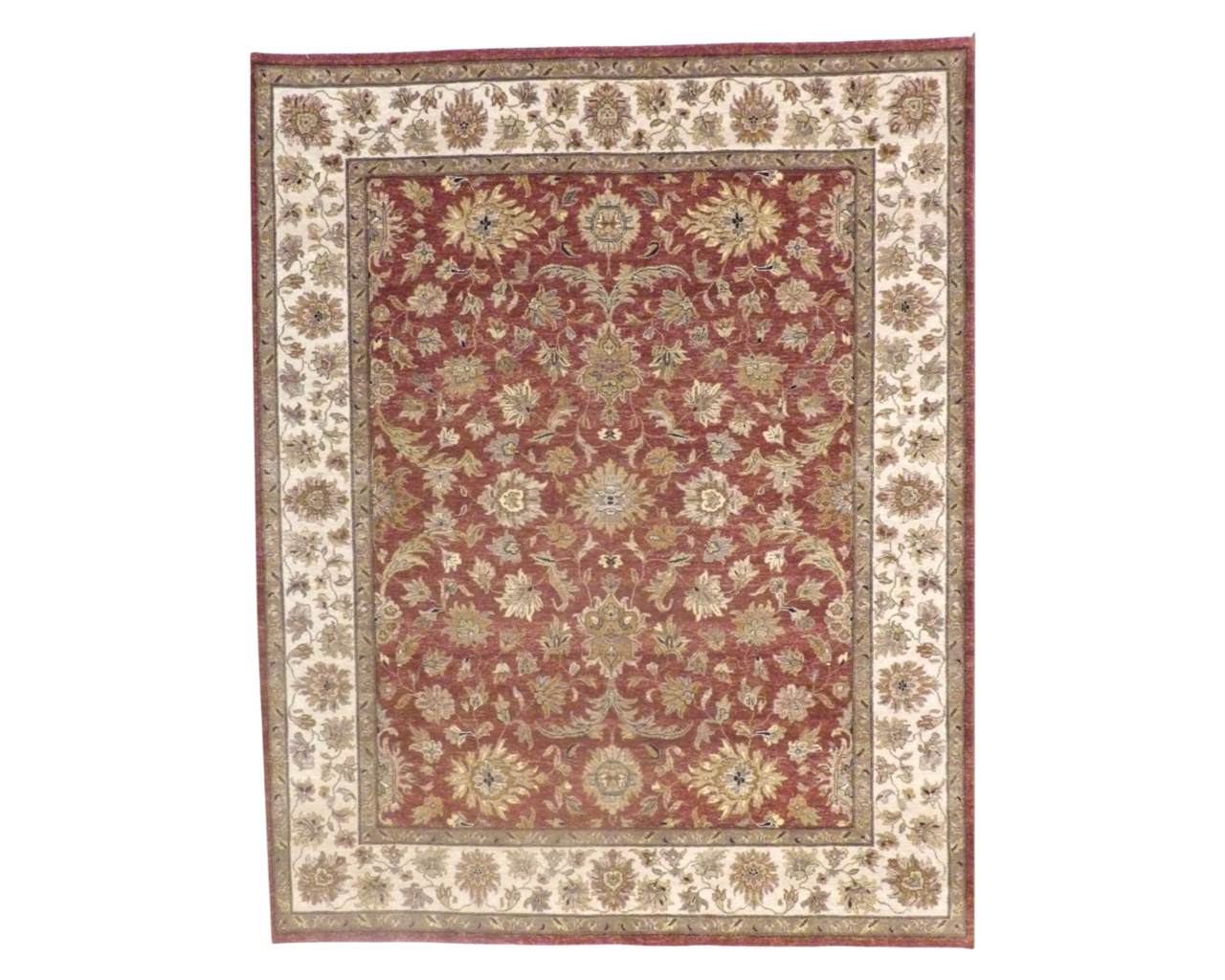 Brown 8'0" x 10'0" Agra Chobie Hand knotted Wool Rug - Sku: w995