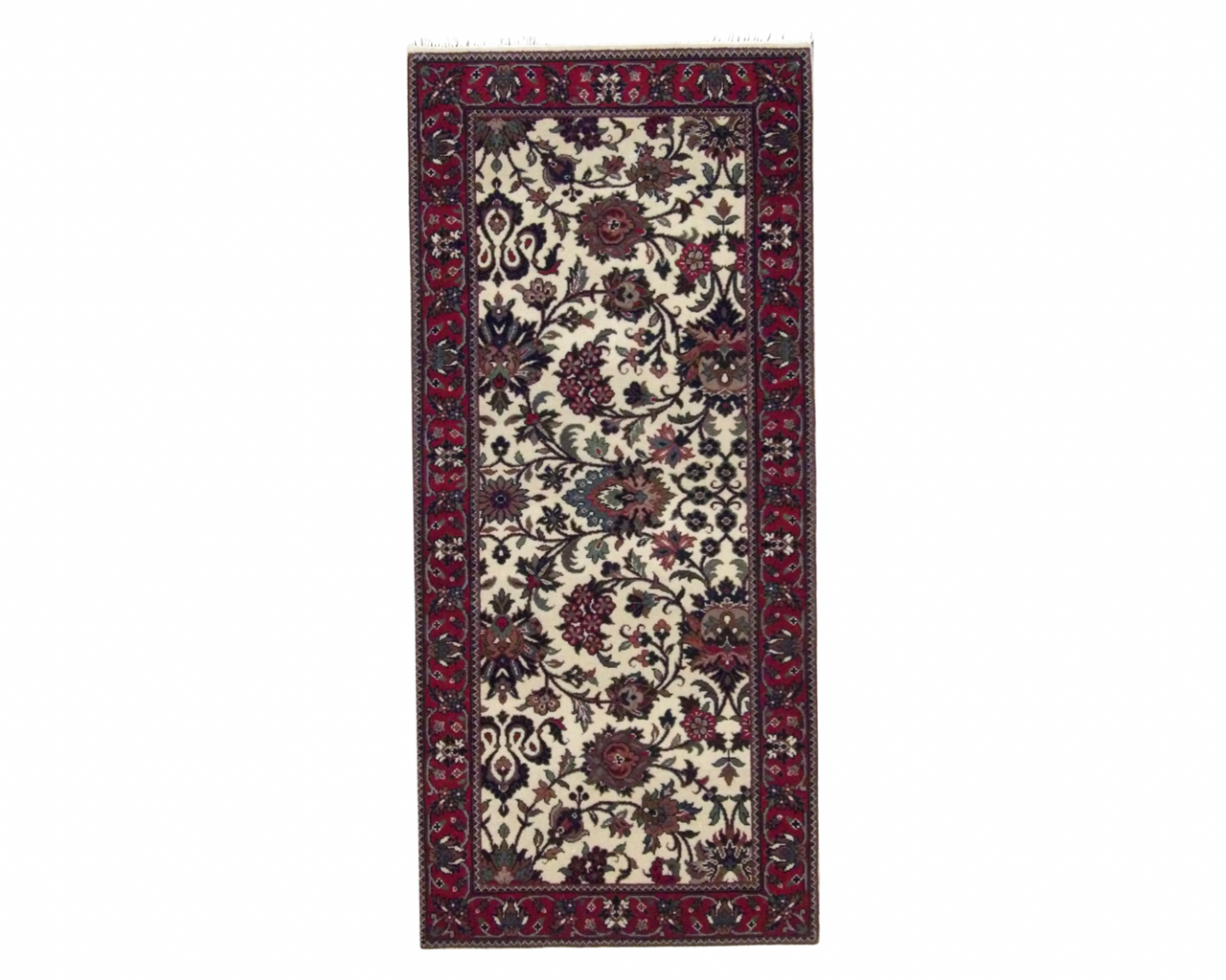 Fine Persian Floral Mashad 2'6" x 6'0'' Hand-knotted Rug - w213