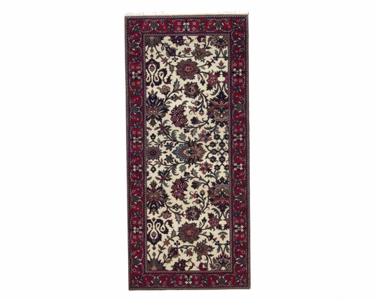 Fine Persian Floral Mashad 2'6" x 6'0'' Hand-knotted Rug - w213