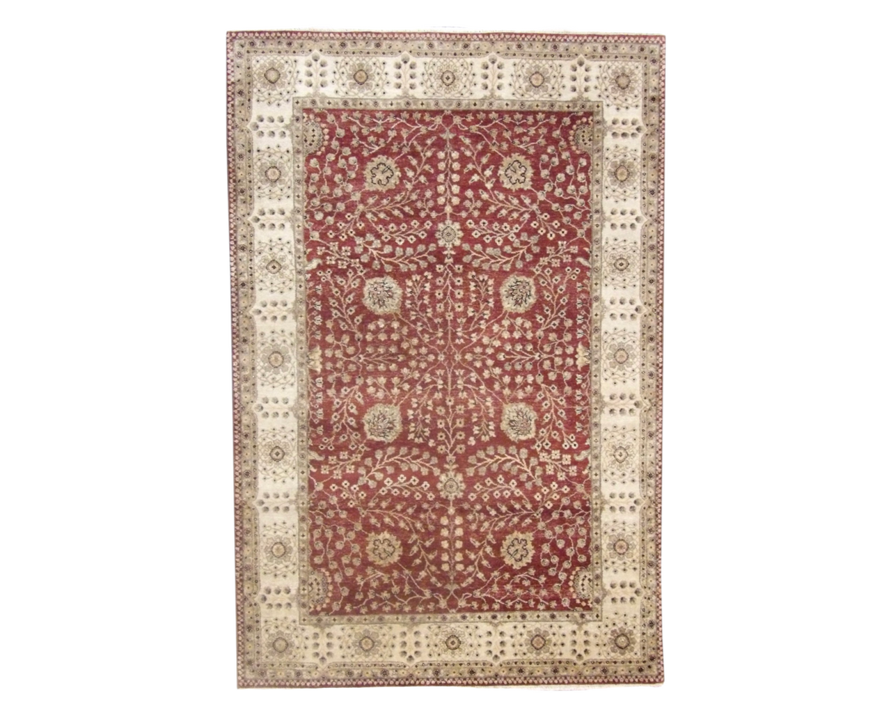 Blue 6'0" x 9'0" Agra Chobie Antique Wash Hand knotted Wool/Silk Rug - Sku: W916