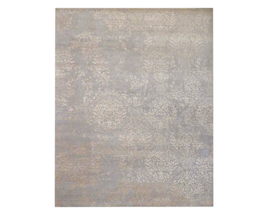 Oxidized Abstract Wool/Silk Damask Design Hand-knotted Rug 8'0" x 10'0" - W1060