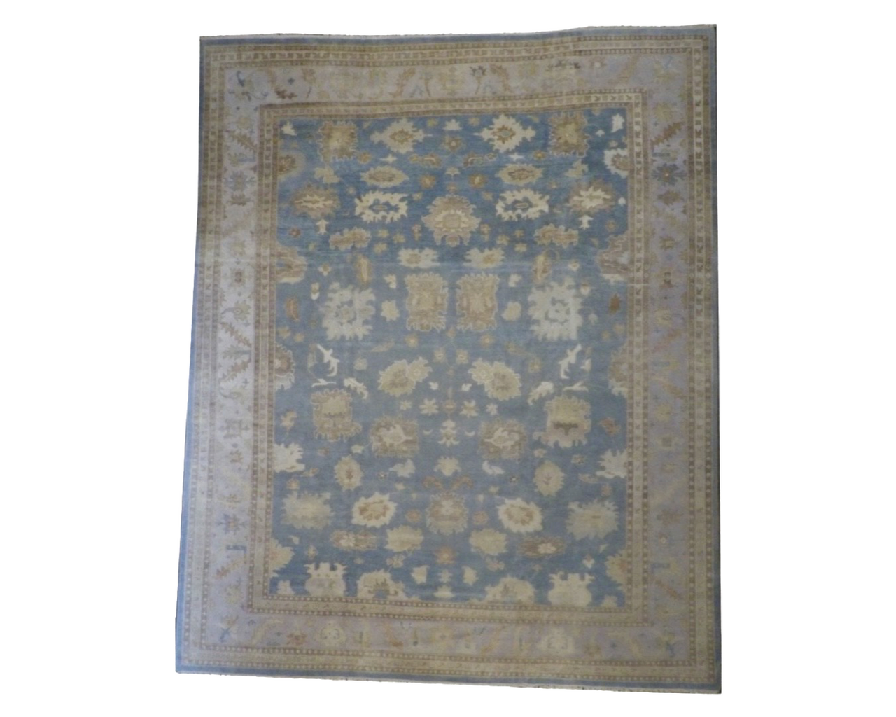 Blue 12'0" x 15'0" Turk Oushak Vege Dye Wash Hand knotted Wool Rug - Sku: w742