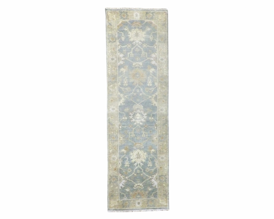 Turk Oushak White Wash 3 x 10 Hand knotted Rug - w552