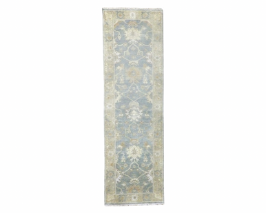 Turk Oushak White Wash 3 x 10 Hand knotted Rug - w552