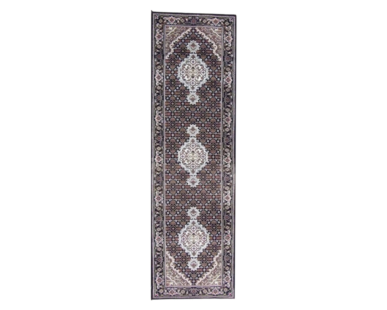 Black 2'6" x 6'0" Persian Mahi Tabriz Hand knotted Wool Rug - Sku: w228