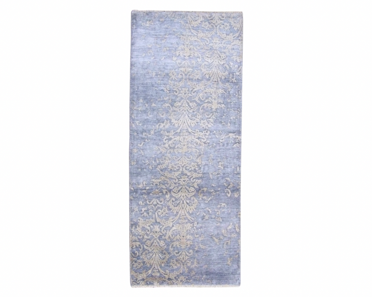 Transitional Broken Damask 2'6" x 6'0'' Hand knotted Rug - w208