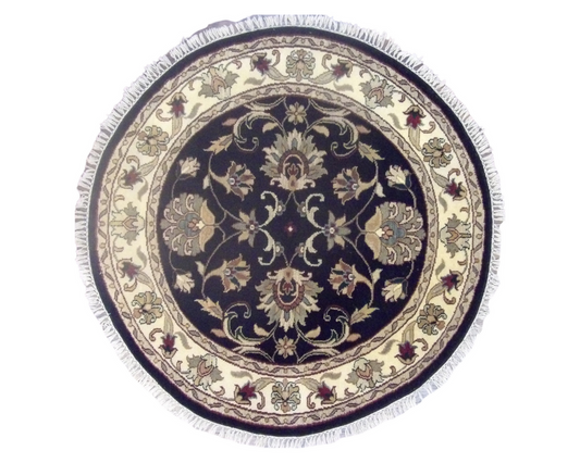 Jaipur Kashan Antique Wash Hand knotted Wool Rug 5'0" x 5'1" - W469