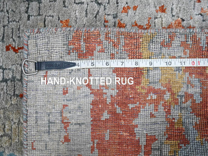 Orange 2'7" x 5'8" Modern / Contemporary Hand knotted Wool/Silk Rug - Sku: O010011
