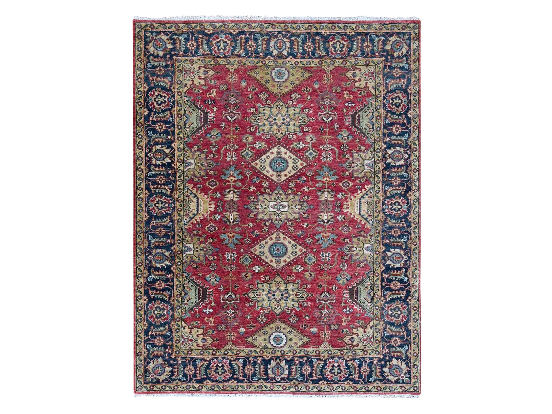 Karajeh Traditional hand-knotted wool rug in Red, 5'0" x 6'10", SKU O010020