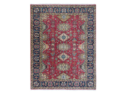 Red 5'0" x 6'10" Traditional Hand knotted Wool Rug - Sku: O010020