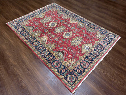 Red 5'0" x 6'10" Traditional Hand knotted Wool Rug - Sku: O010020