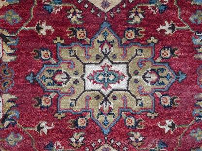 Red 5'0" x 6'10" Traditional Hand knotted Wool Rug - Sku: O010020
